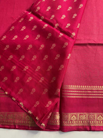 Brown Pink Half n Half Pure Viscose Saree