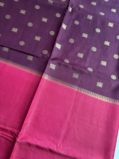 Brown Pink Half n Half Pure Viscose Saree