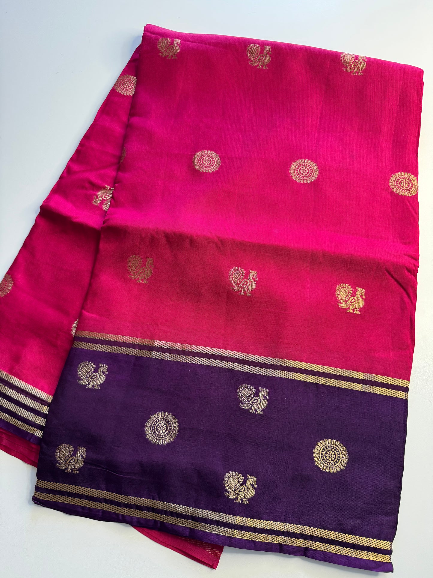 Pink Purple Mayil Butta Pure Viscose Saree