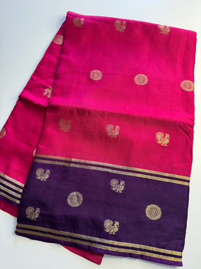 Pink Purple Mayil Butta Pure Viscose Saree