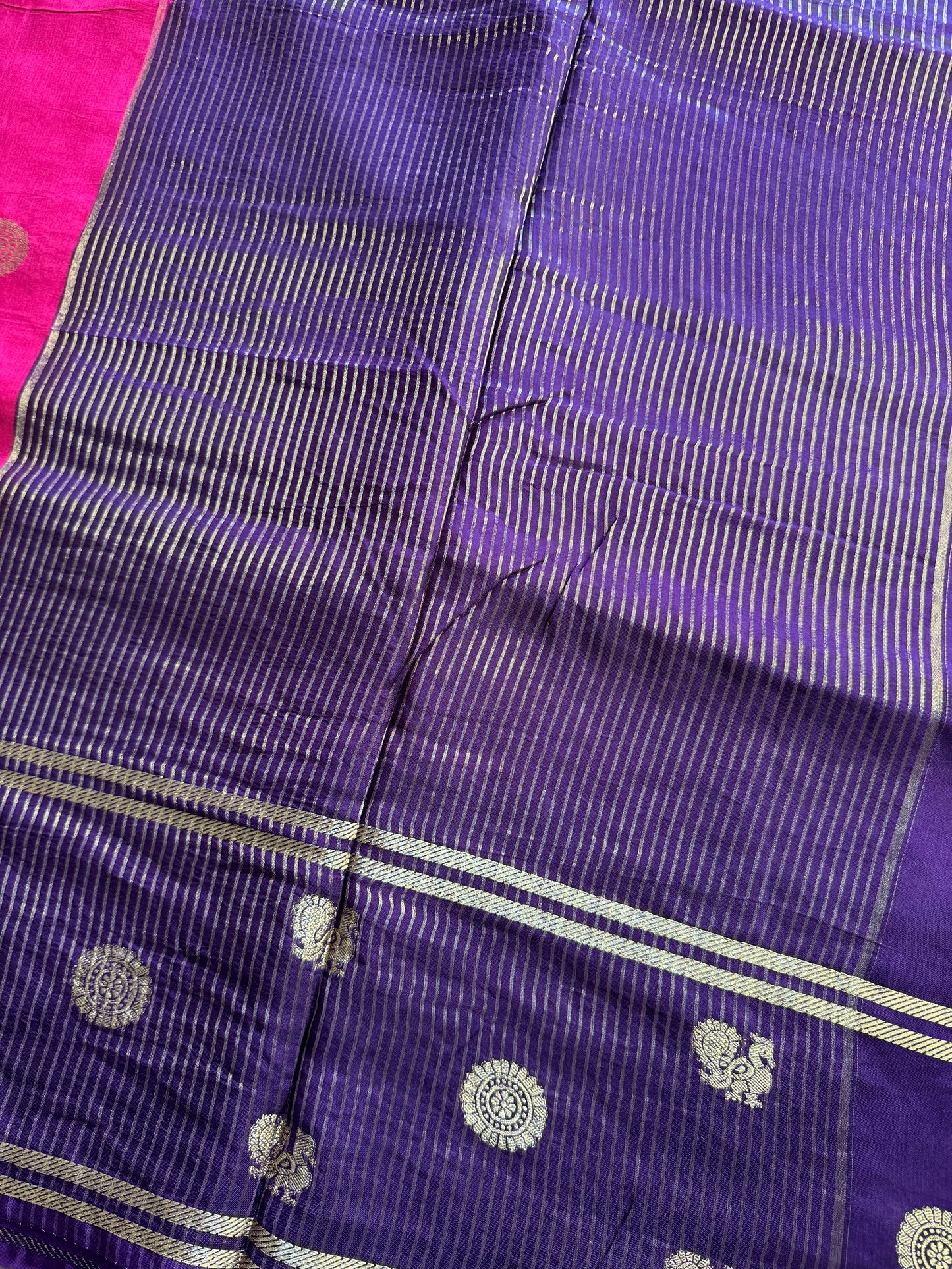 Pink Purple Mayil Butta Pure Viscose Saree
