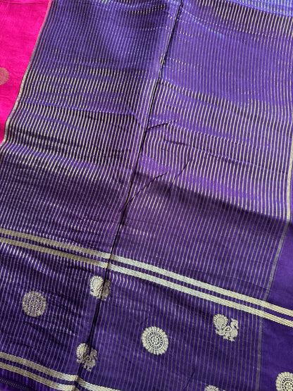 Pink Purple Mayil Butta Pure Viscose Saree