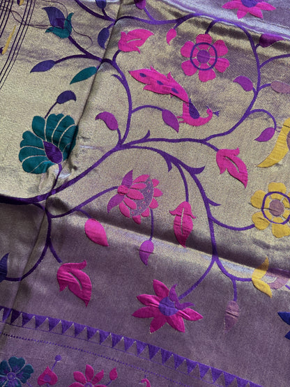 Purple Paithani Pure Viscose Saree