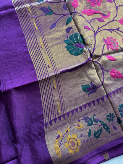 Purple Paithani Pure Viscose Saree