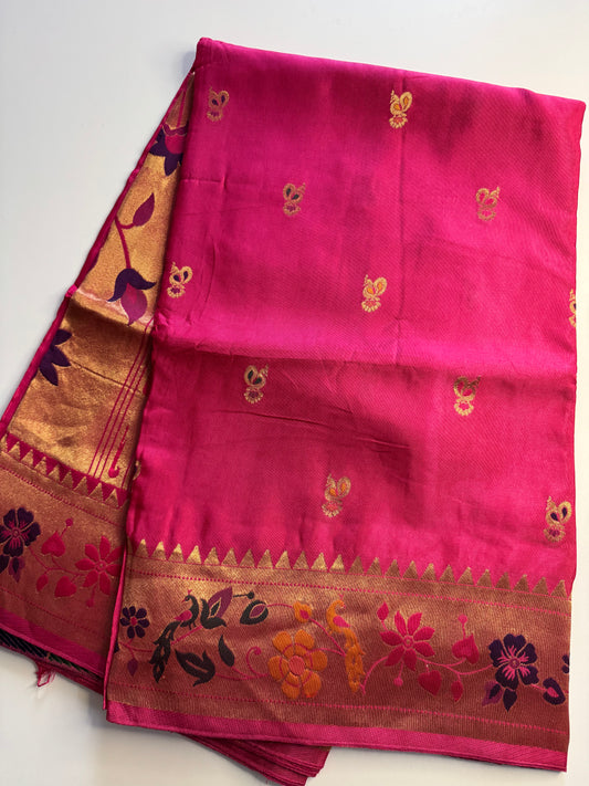 Rani Pink Paithani Pure Viscose Saree