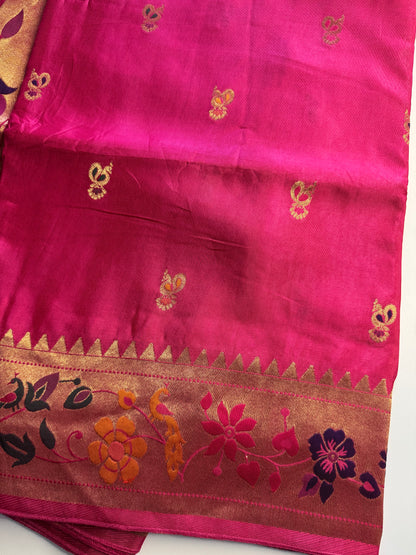 Rani Pink Paithani Pure Viscose Saree