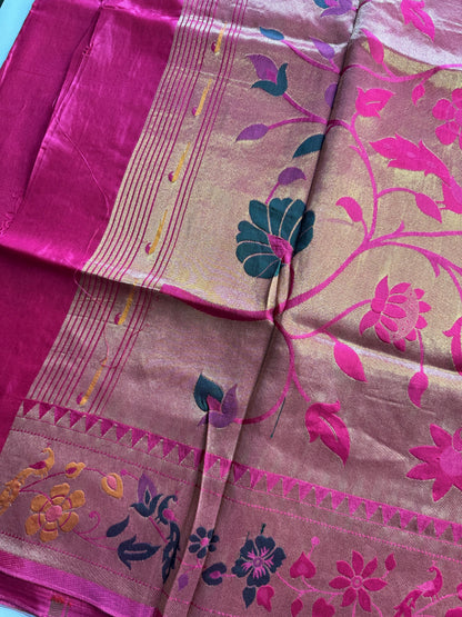 Rani Pink Paithani Pure Viscose Saree