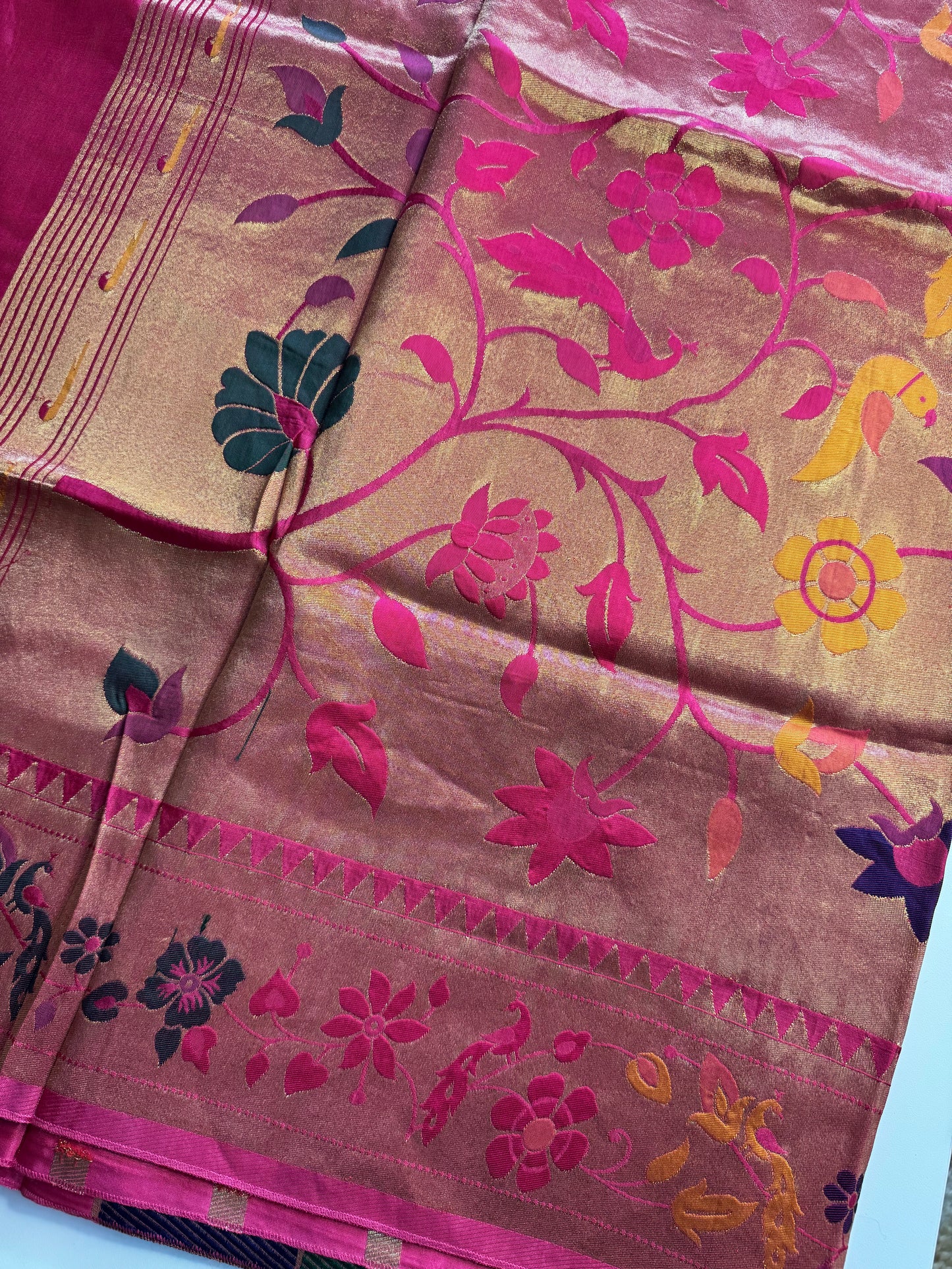 Rani Pink Paithani Pure Viscose Saree
