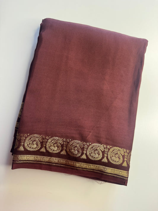 Brown Mango Border Pure Viscose Saree