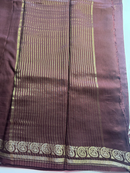 Brown Mango Border Pure Viscose Saree