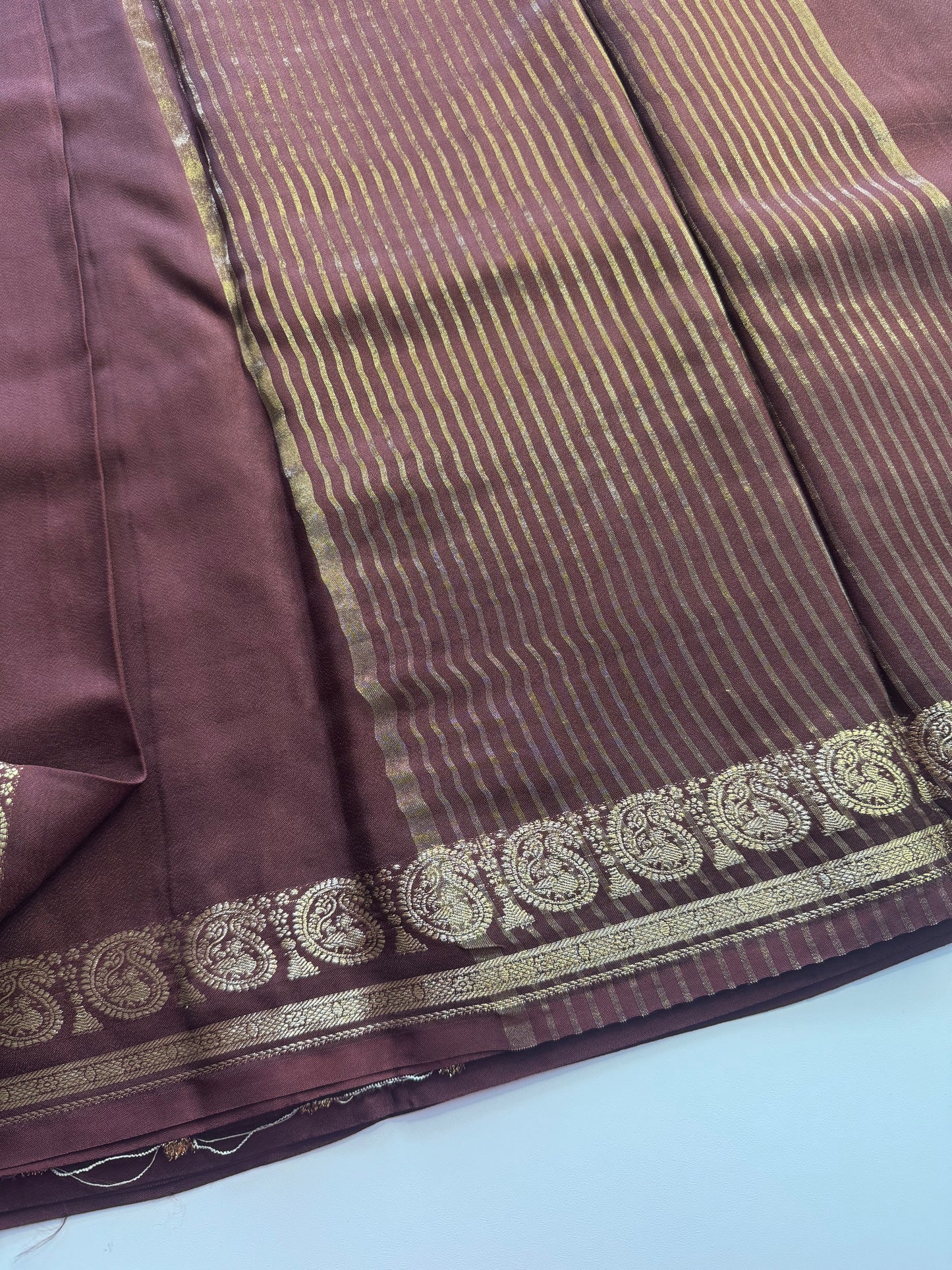Brown Mango Border Pure Viscose Saree