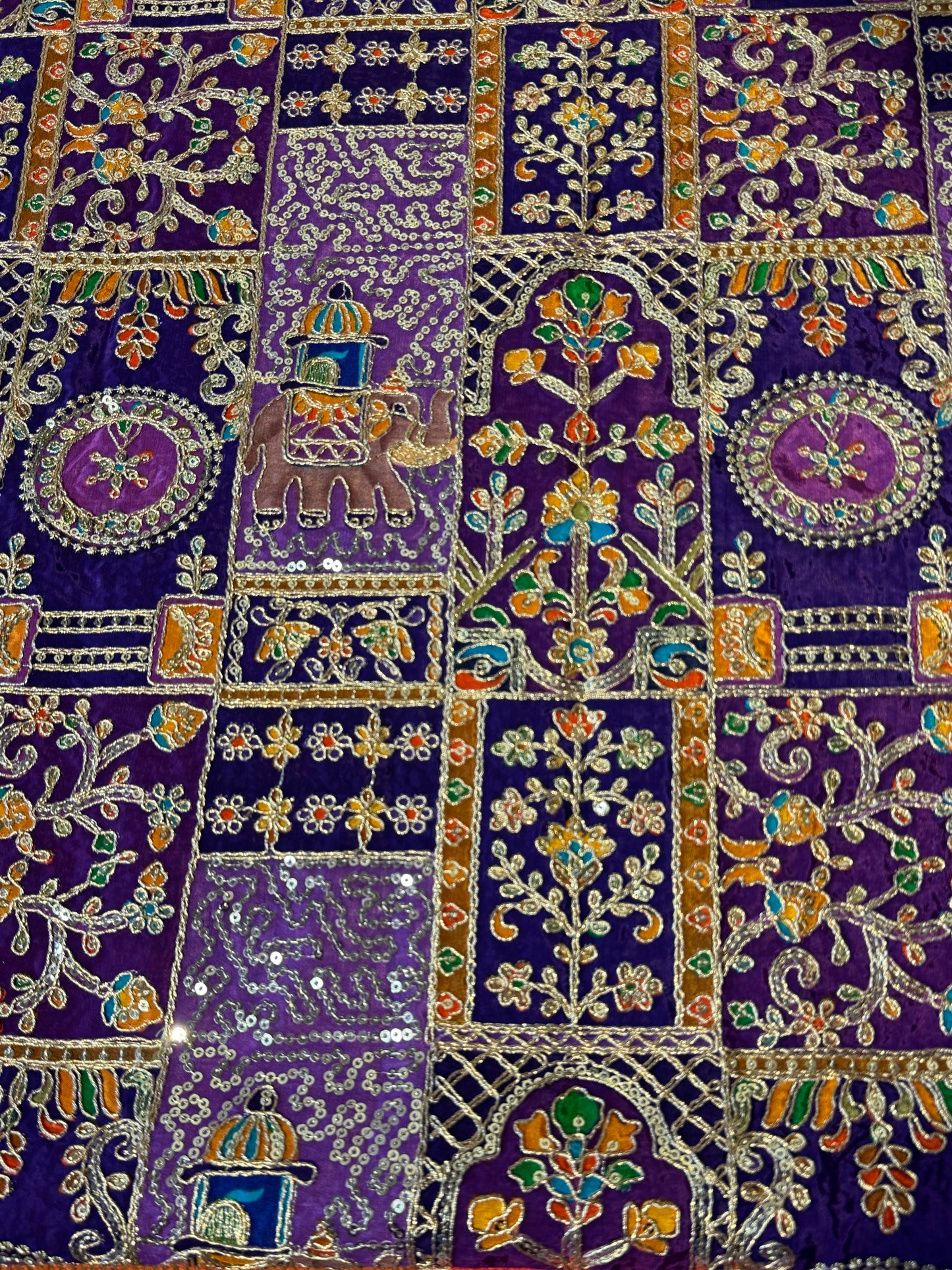 Purple Ambari Special Blouse Material + Kashmiri Silk Plain Saree (Gold Tassels)