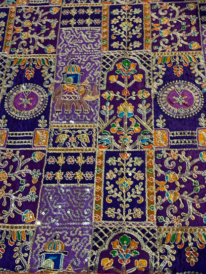 Purple Ambari Special Blouse Material + Kashmiri Silk Plain Saree (Gold Tassels)