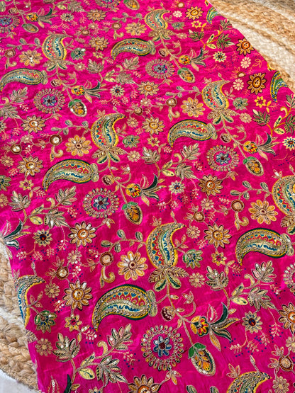 Pink kalamkari Crepe Blouse Piece/Material-P01