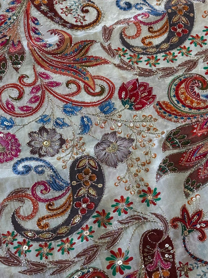 Cream kalamkari Crepe Blouse Piece/Material-C01
