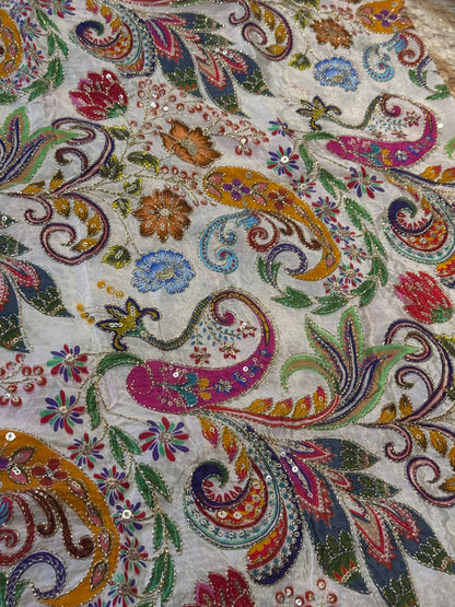 Cream kalamkari Crepe Blouse Piece/Material-C02