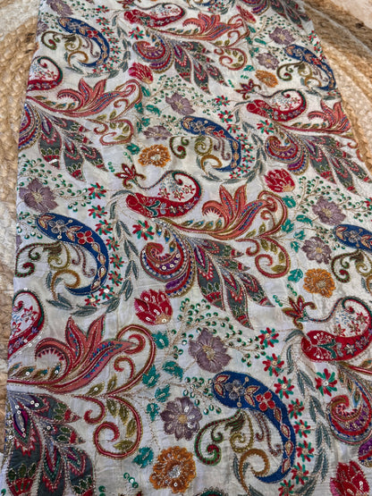 Cream kalamkari Crepe Blouse Piece/Material-C03