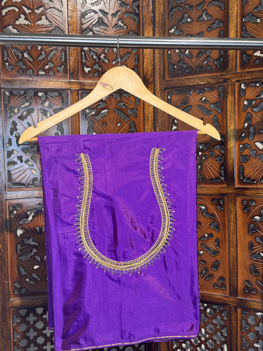 Purple Silk Blouse Material with Embroidery work