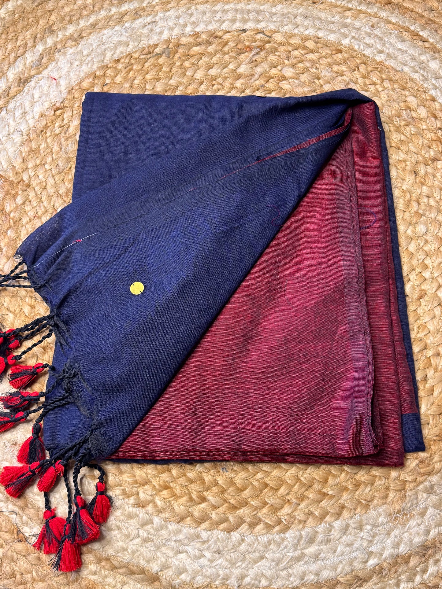 Royal Blue with Maroon Khadi Cotton Saree