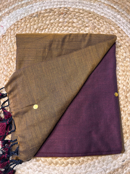 Brown with wine colour Khadi Cotton Saree