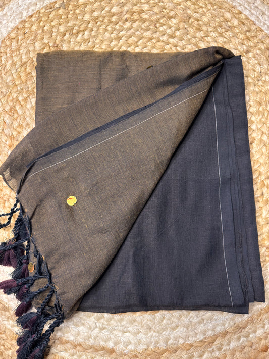 Brown with Black Khadi Cotton Saree