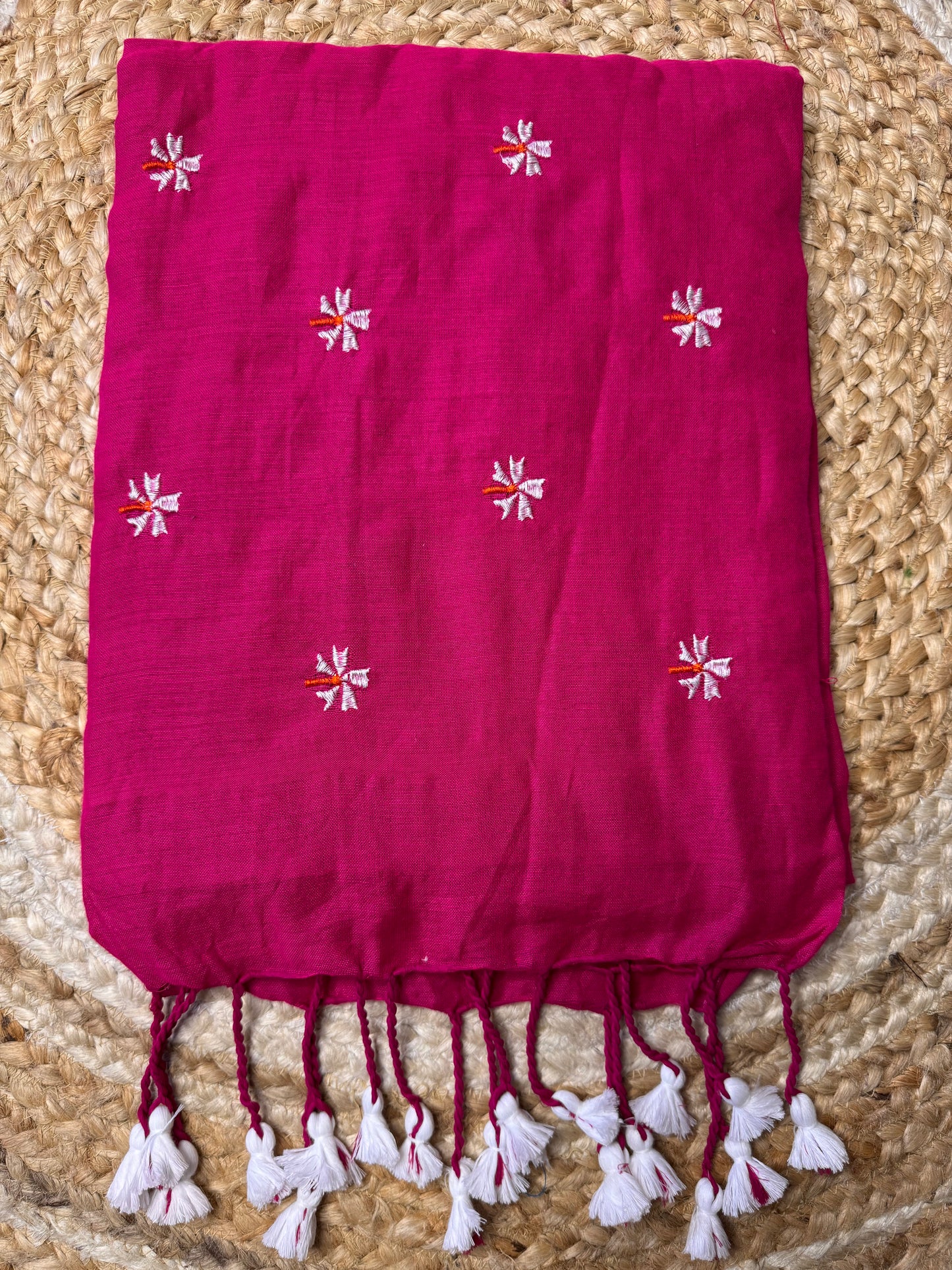 Rani Pink Paarijatha Khadi Cotton Saree