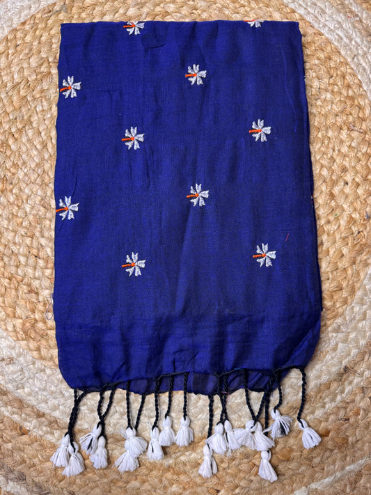 Royal Blue Paarijatha Khadi Cotton Saree