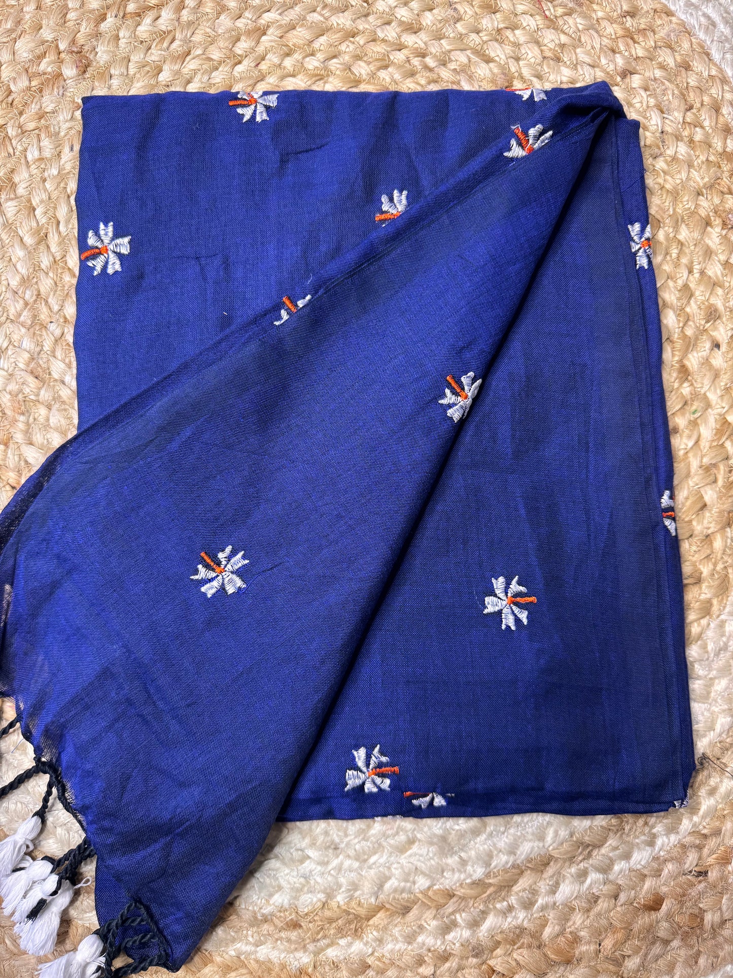 Royal Blue Paarijatha Khadi Cotton Saree