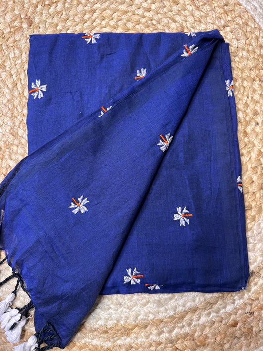 Royal Blue Paarijatha Khadi Cotton Saree