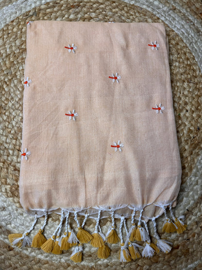 Cream Paarijatha Khadi Cotton Saree