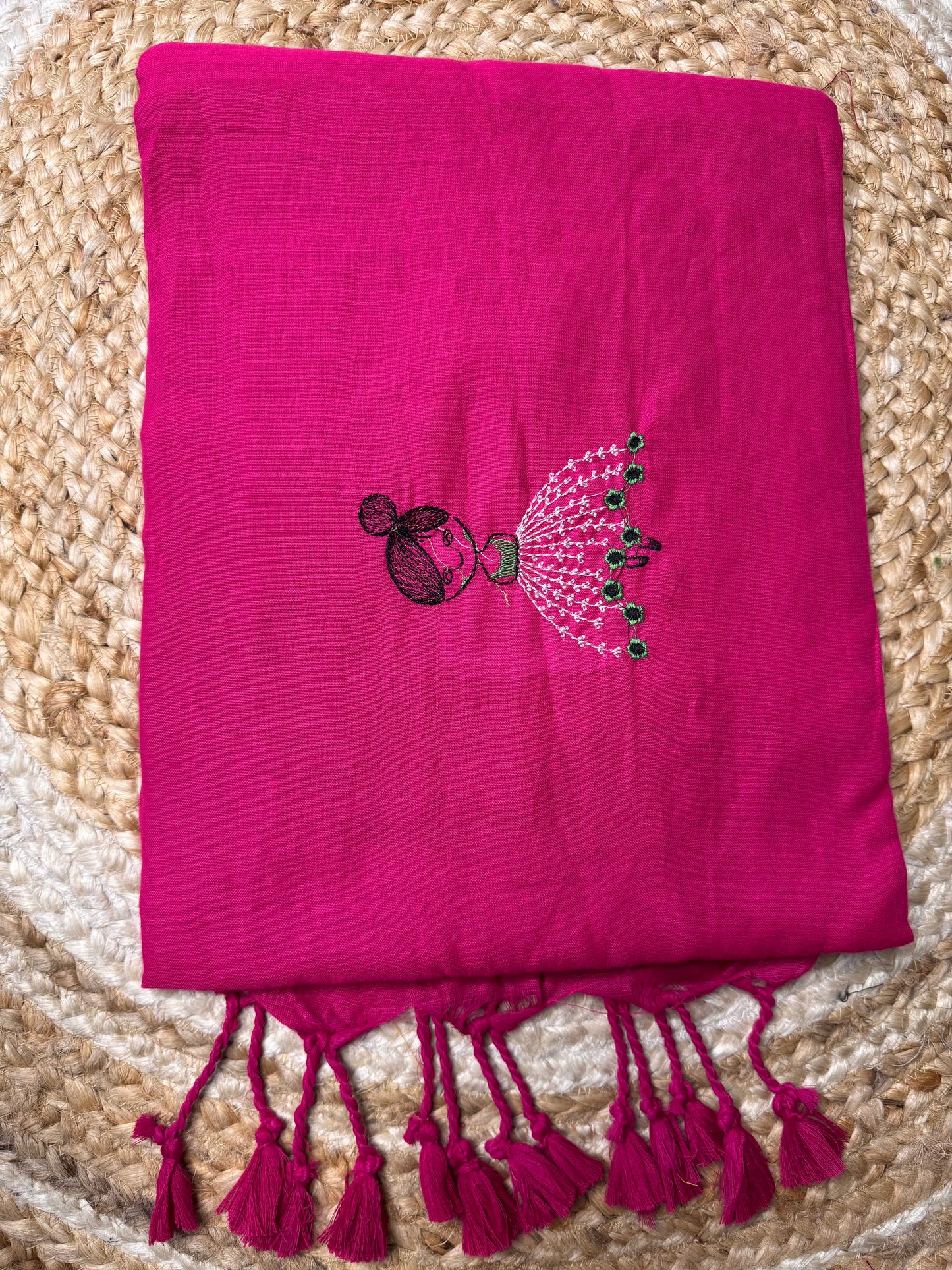 Rani Pink Doll Khadi Cotton Saree