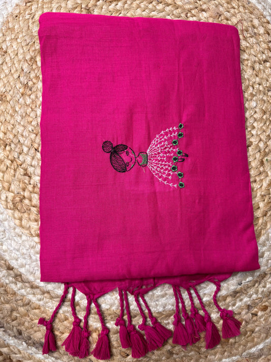 Rani Pink Doll Khadi Cotton Saree