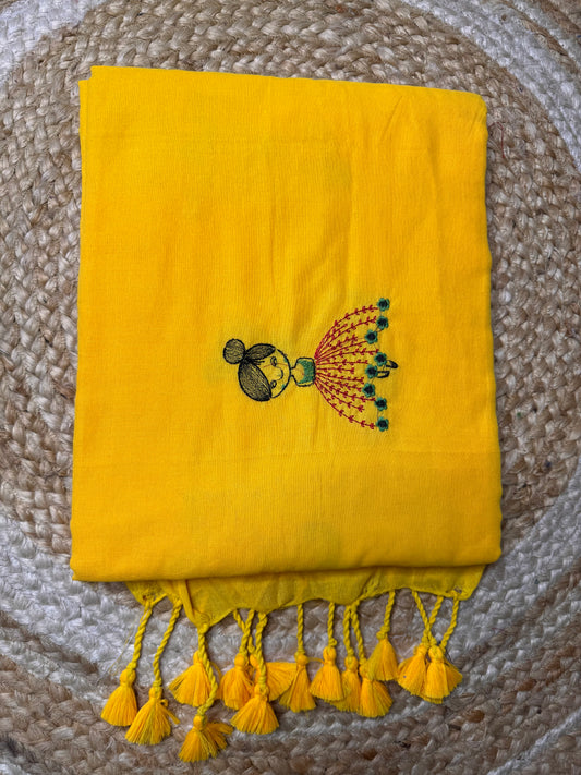 Bright Yellow Doll Khadi Cotton Saree