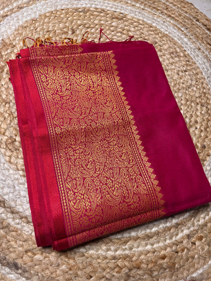 Rani Pink Cotton Silk Saree