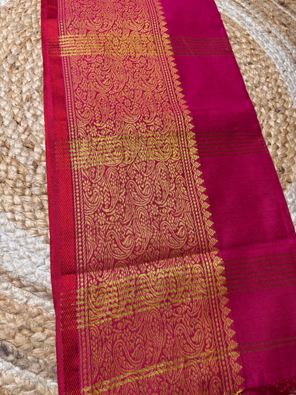 Rani Pink Cotton Silk Saree