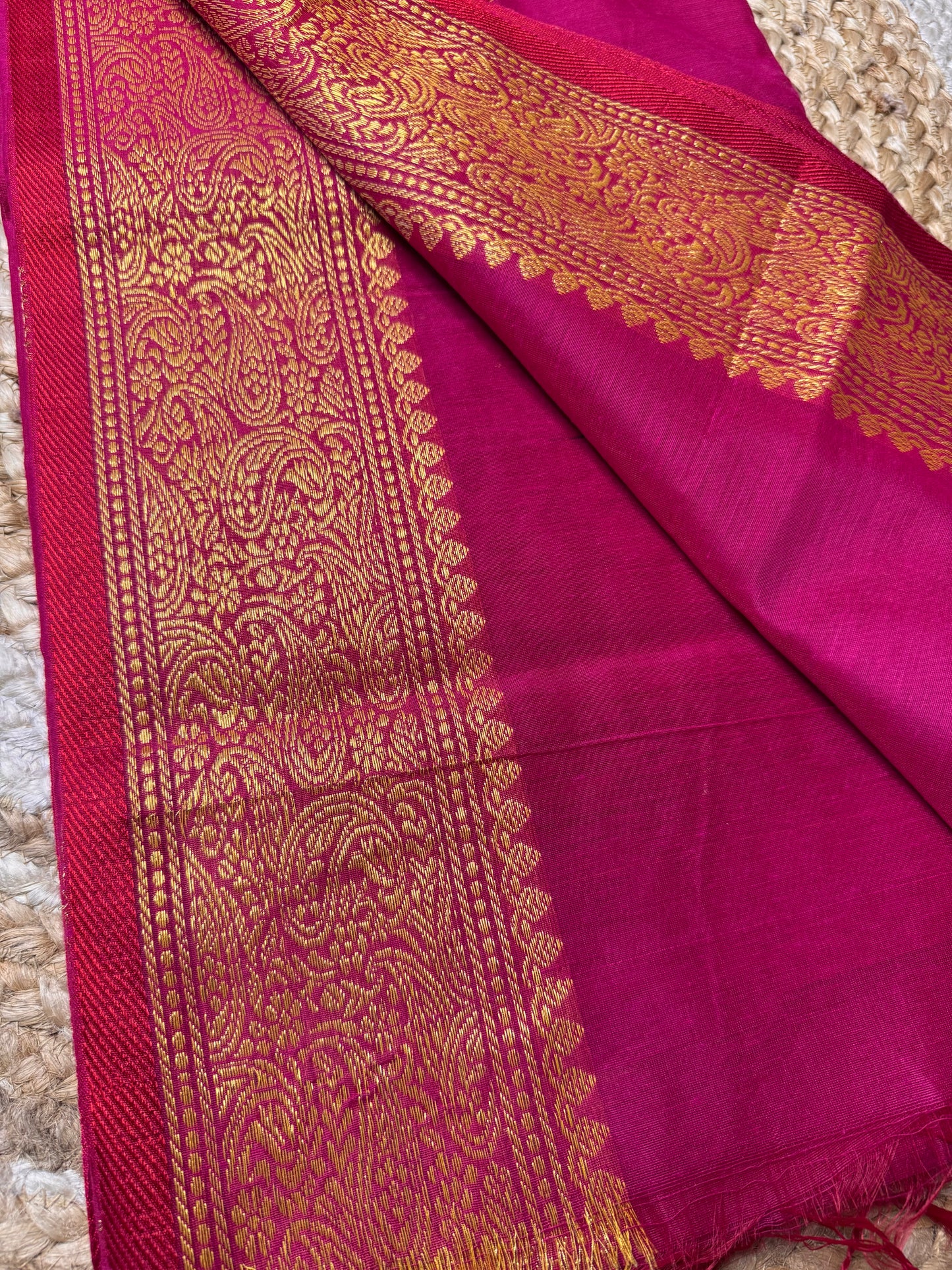 Rani Pink Cotton Silk Saree