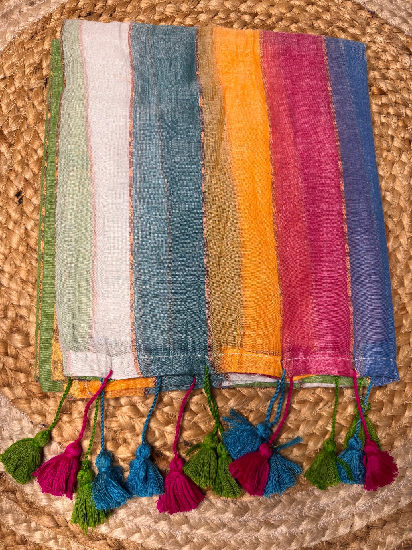 Pastel Striped Mul Cotton Saree