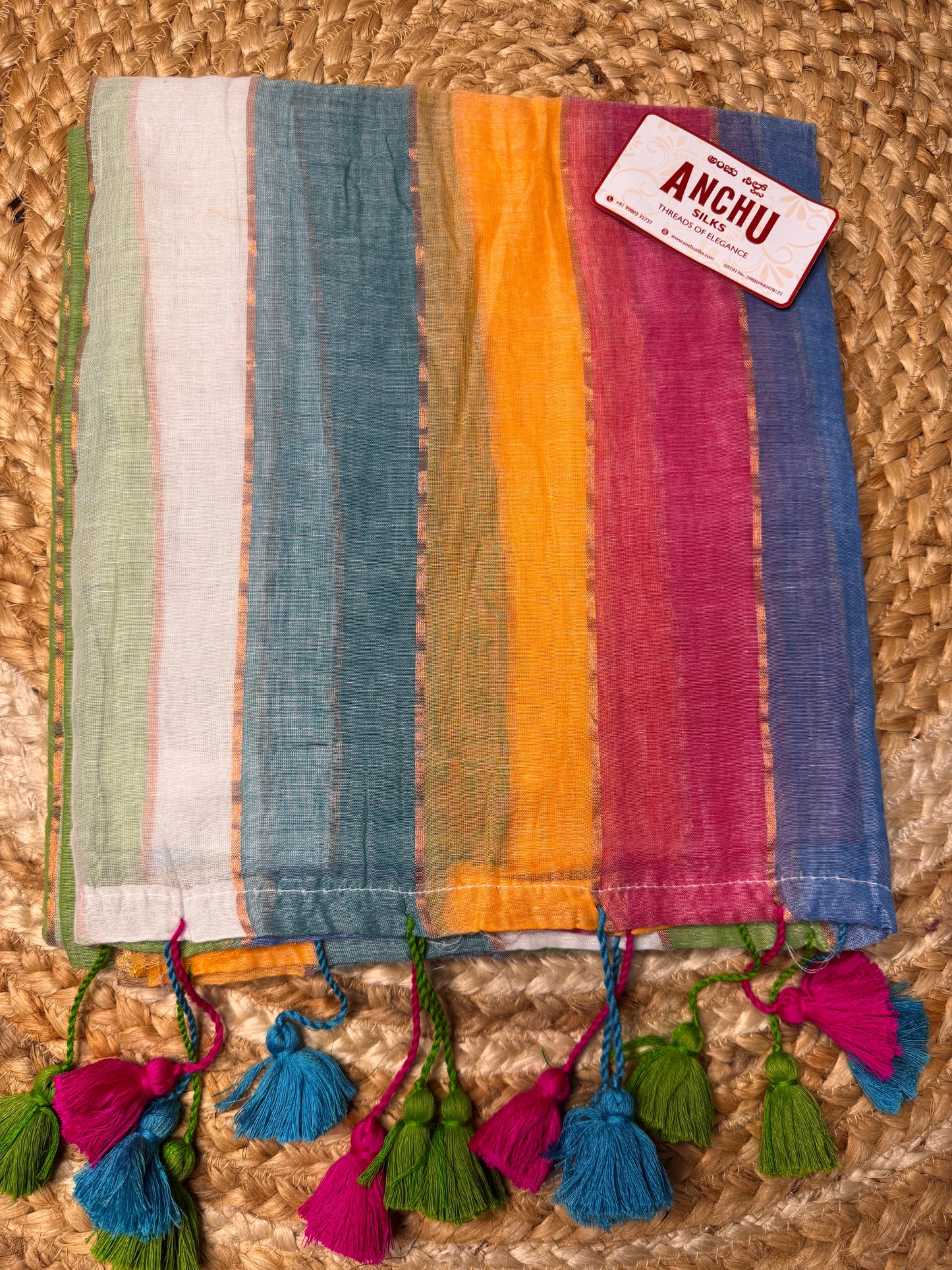 Pastel Striped Mul Cotton Saree