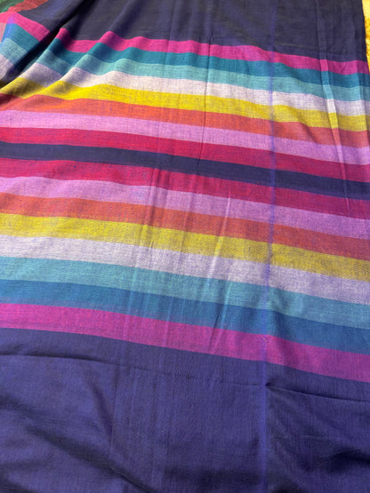 Blue Rainbow Mul Cotton Saree