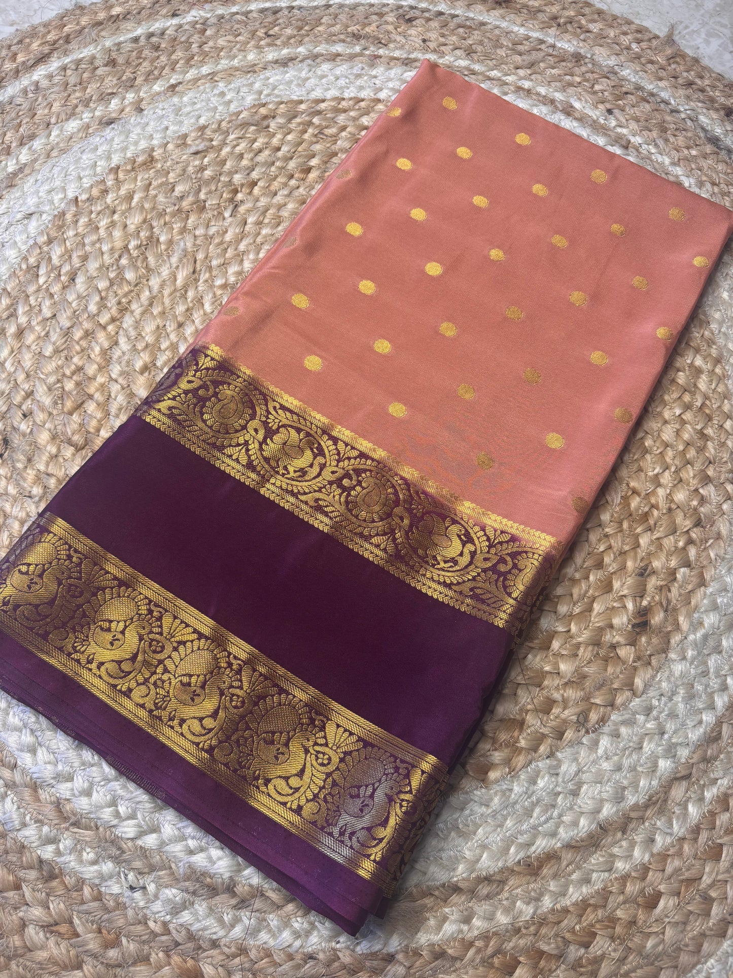 Peach Butta with Bentex Semi Mysore Crepe Silk