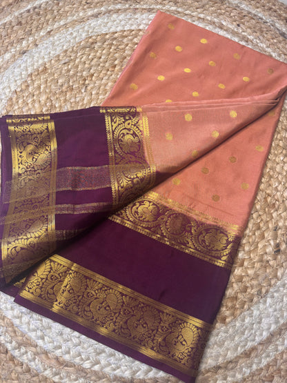 Peach Butta with Bentex Semi Mysore Crepe Silk