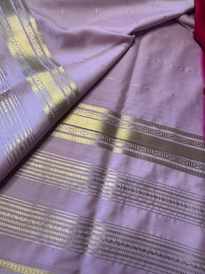 Rani Pink with Lines Bentex Semi Mysore Crepe Silk