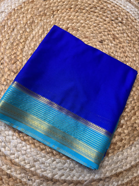 Royal Blue Lines Bentex Semi Mysore Crepe Silk