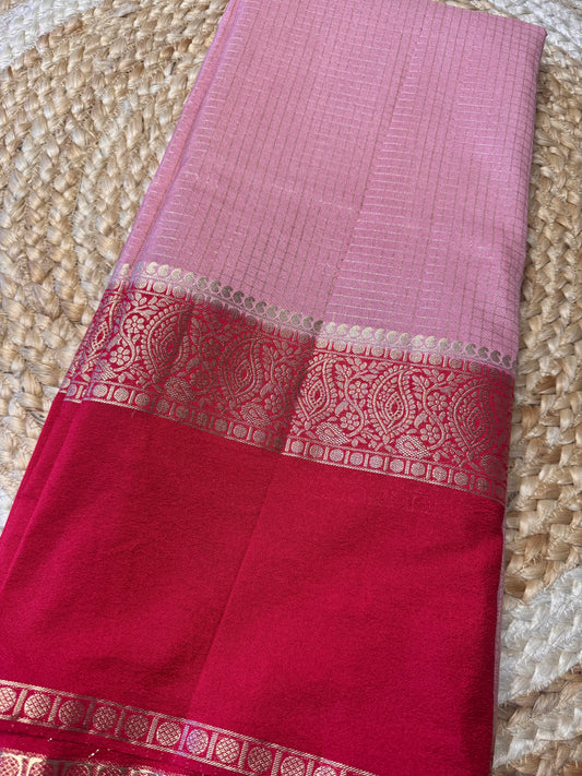 Pink Rich Checks Bentex Soft Silk