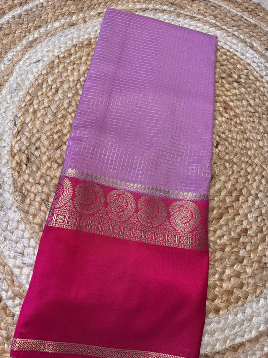 Lilac Pink Rich Checks Bentex Soft Silk