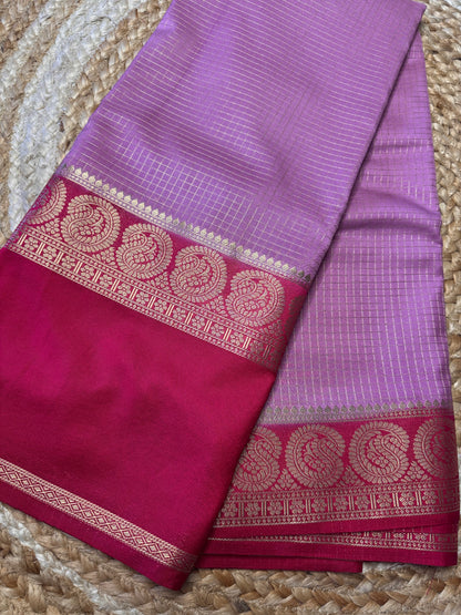 Lilac Pink Rich Checks Bentex Soft Silk