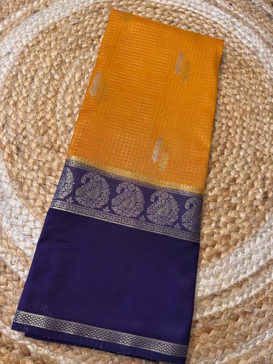 Yellow Rich Checks Bentex Soft Silk