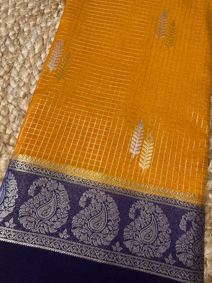 Yellow Rich Checks Bentex Soft Silk