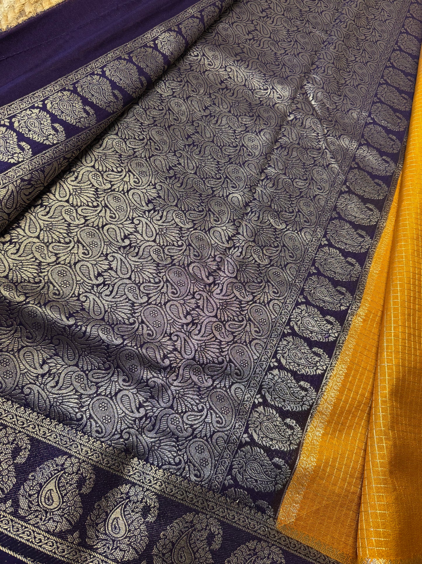 Yellow Rich Checks Bentex Soft Silk