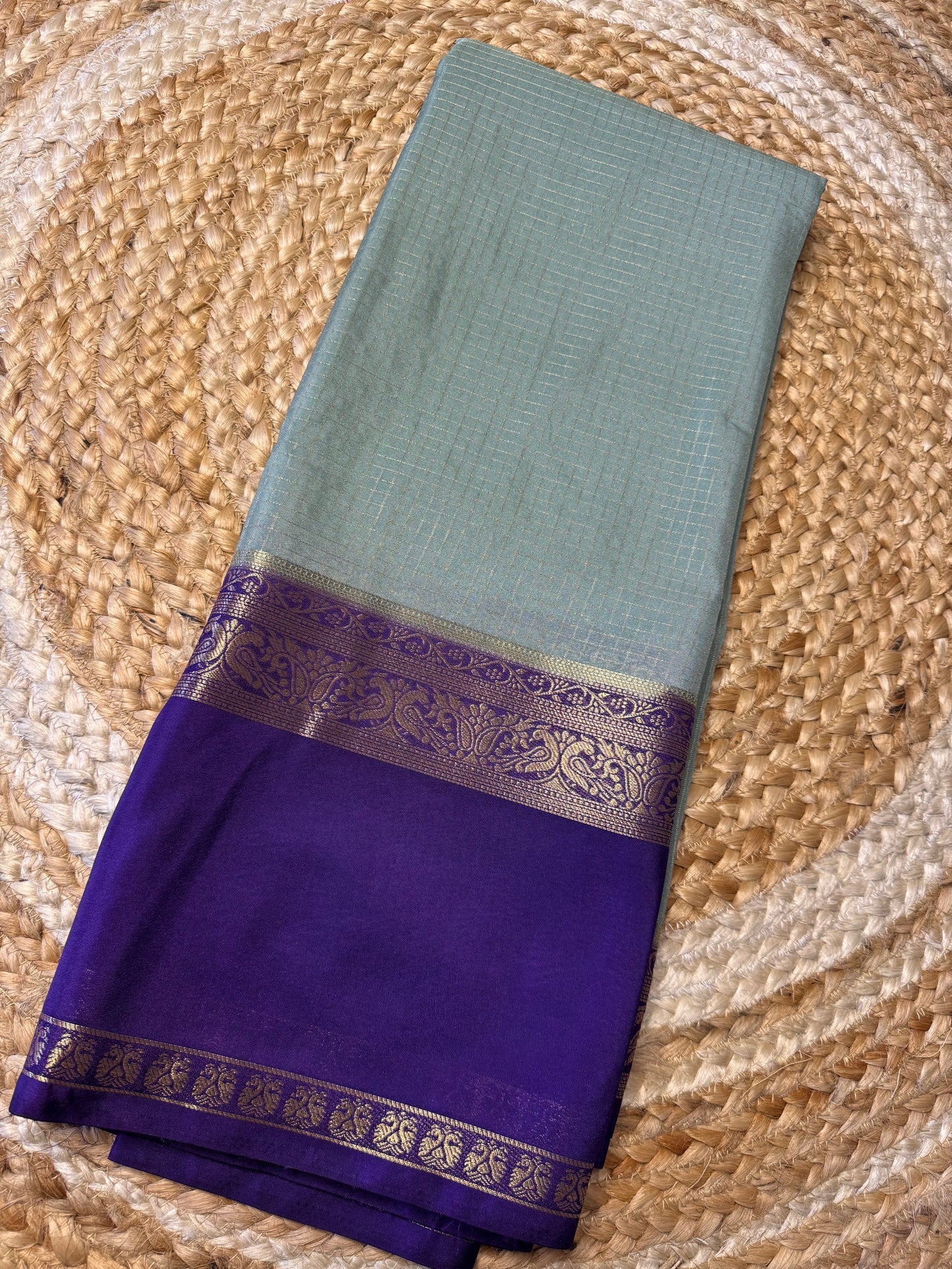 Teal Blue Rich Checks Bentex Soft Silk